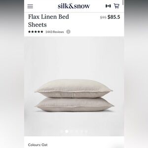 $96.62 Silk & Snow New! 100% Flax Linen - 2 Pillow Shams in Oat (King)